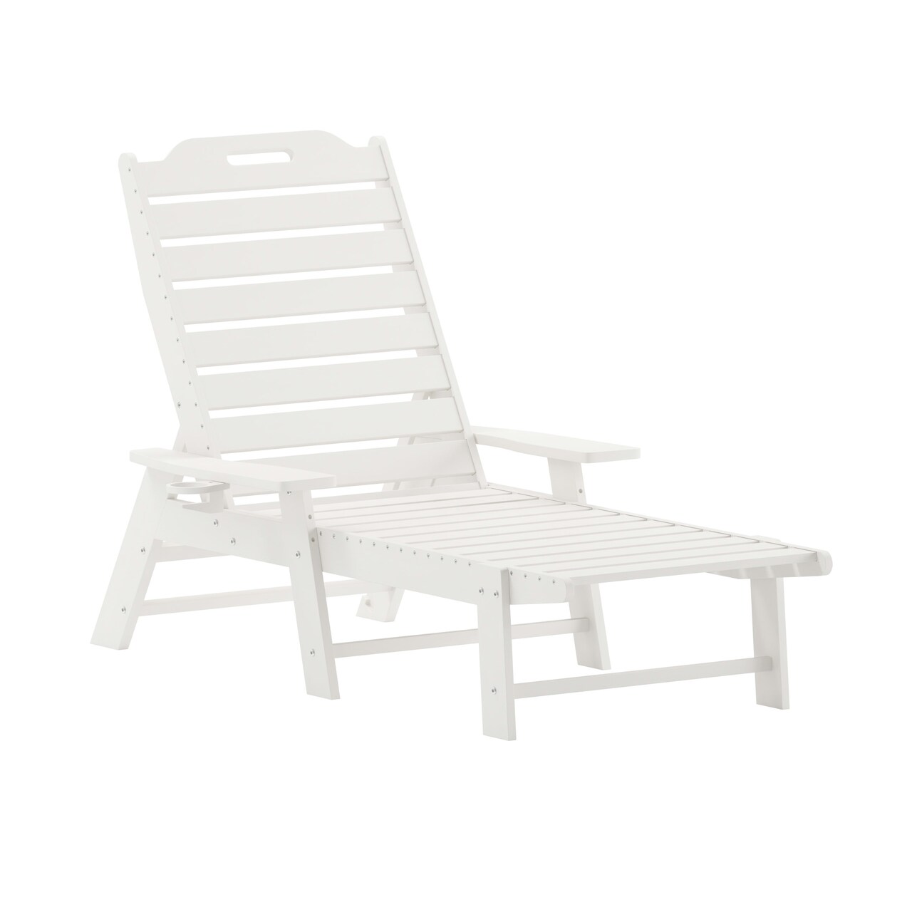 Merrick Lane Gaylord Adjustable Adirondack Lounger with Cup Holder- All-Weather Indoor/Outdoor HDPE Lounge Chair